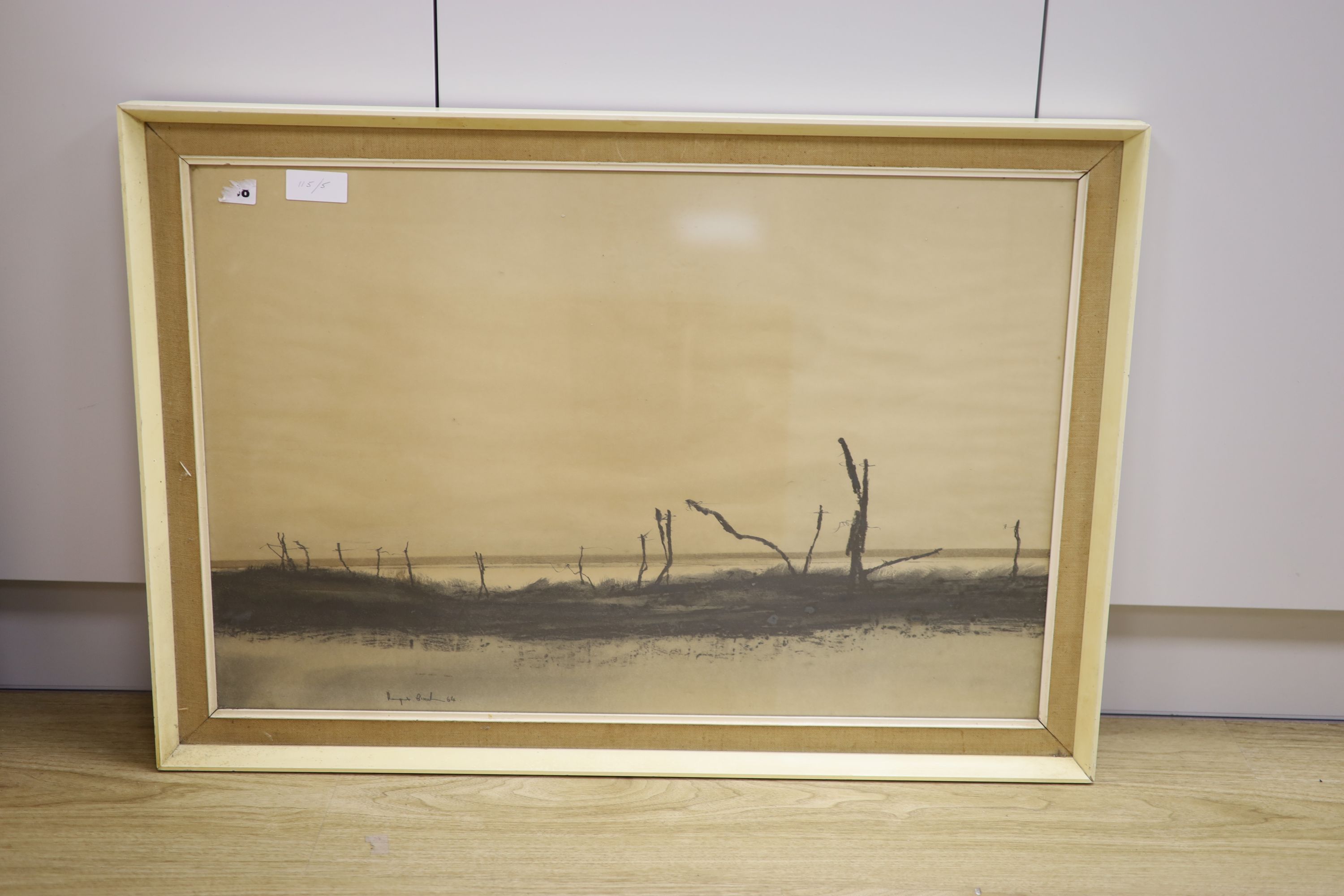 Roger Cecil (1942-2015), pencil and wash, Landscape study, signed and dated '64, 49 x 74cm